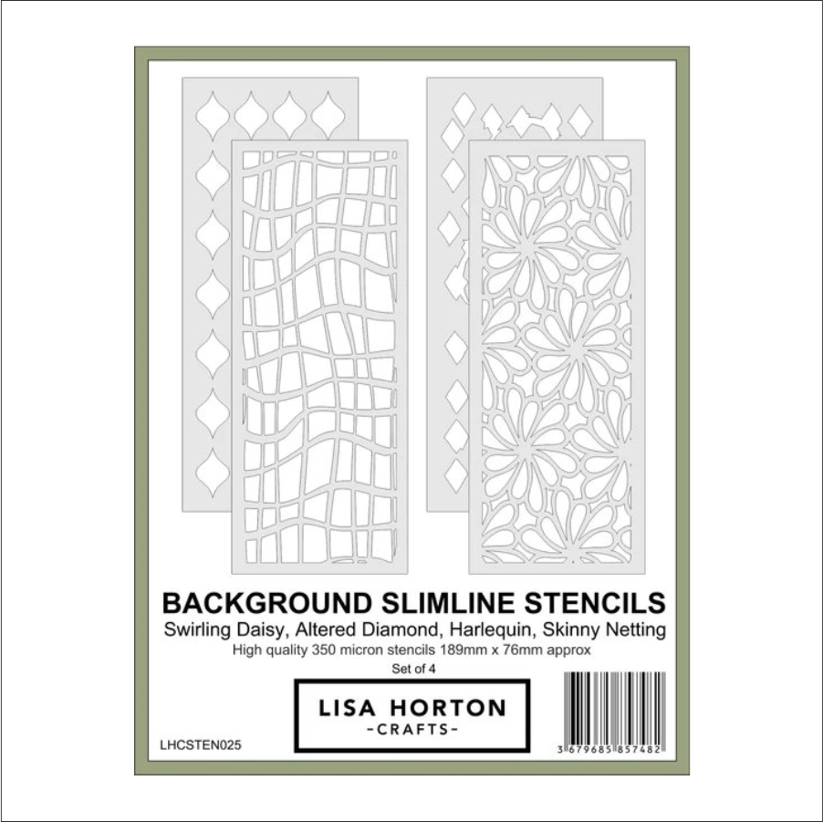 Lisa Horton Crafts Set of 4 Background Slimline Stencils