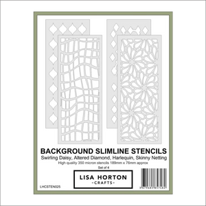 Lisa Horton Crafts Set of 4 Background Slimline Stencils