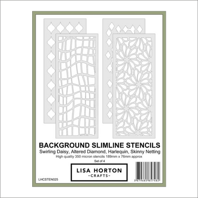 Lisa Horton Crafts Set of 4 Background Slimline Stencils