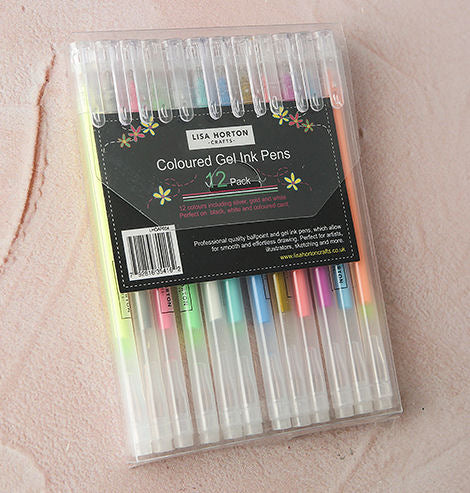 Lisa Horton Crafts Set of 12 Coloured Gel Ink Pens