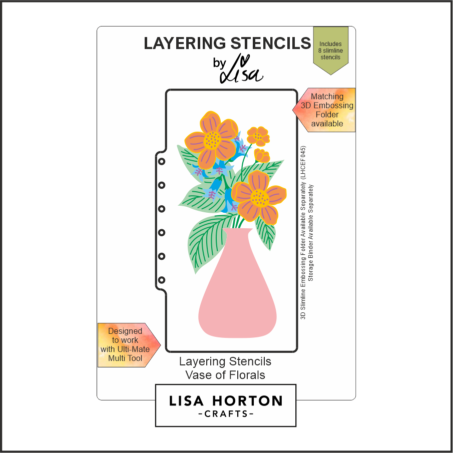 Lisa Horton Crafts Vase of Florals DL Layering Stencils