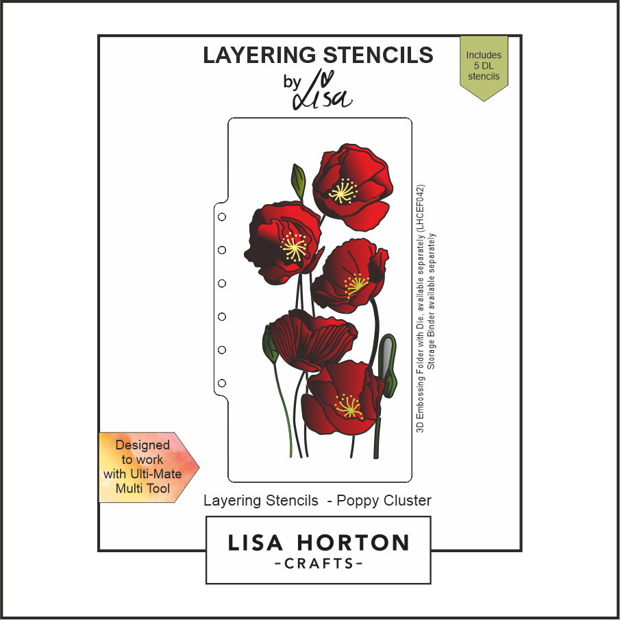 Lisa Horton Crafts Poppy Cluster DL Layering Stencils