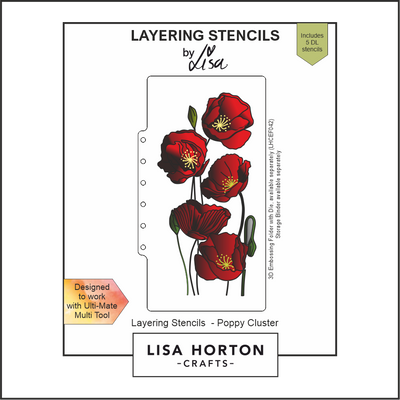 Lisa Horton Crafts Poppy Cluster DL Layering Stencils