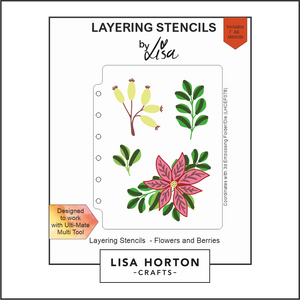 Lisa Horton Crafts Festive Flowers & Berries A6 Layering Stencils