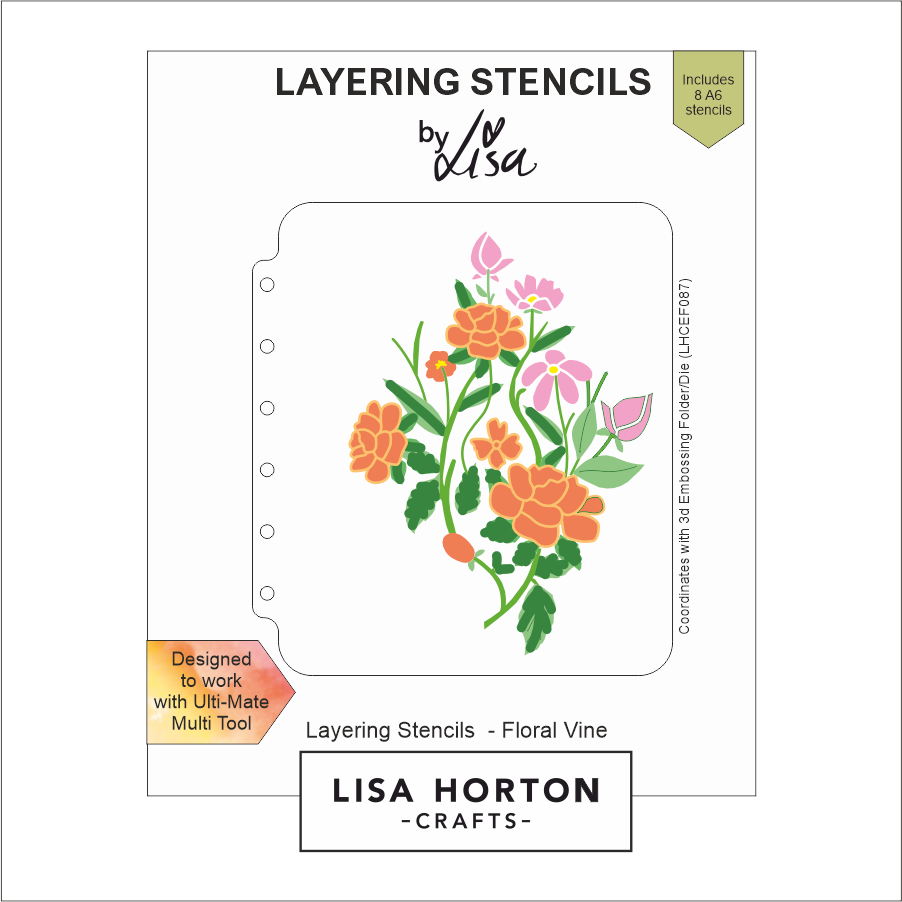 Lisa Horton Crafts Floral Vine A6 Layering Stencils