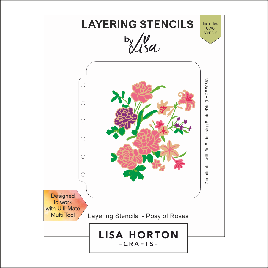 Lisa Horton Crafts Posy of Roses A6 Layering Stencils