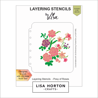 Lisa Horton Crafts Posy of Roses A6 Layering Stencils