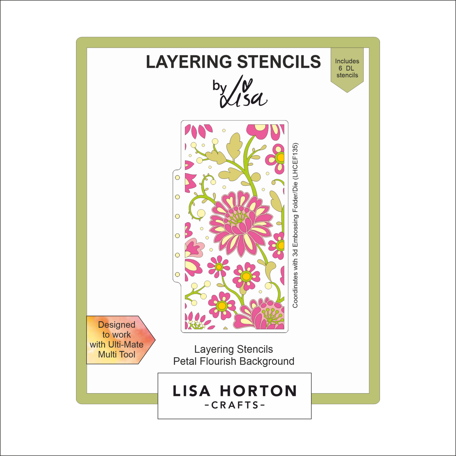 Lisa Horton Crafts Petal Flourish Background DL Layering Stencils