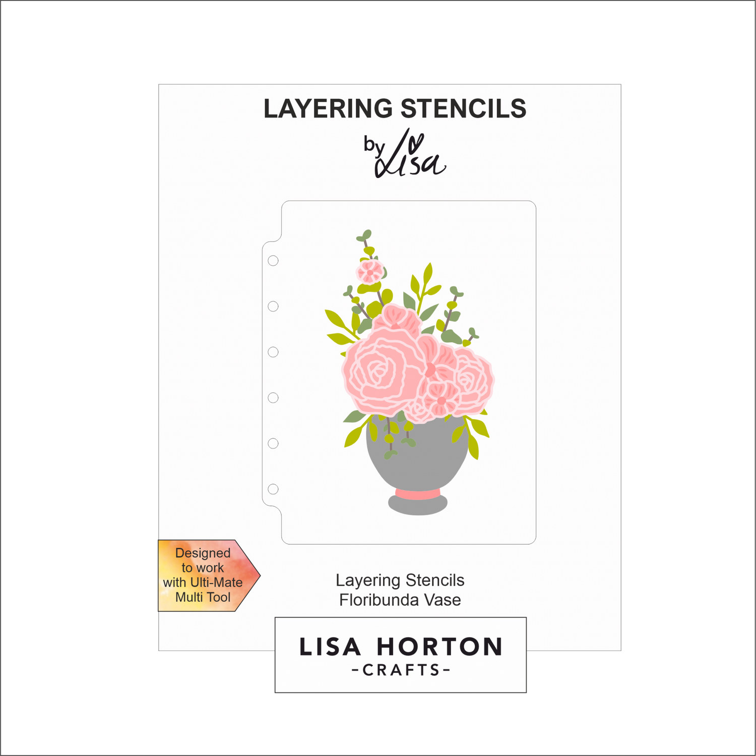 Lisa Horton Crafts Floribunda Vase A6 Layering Stencils