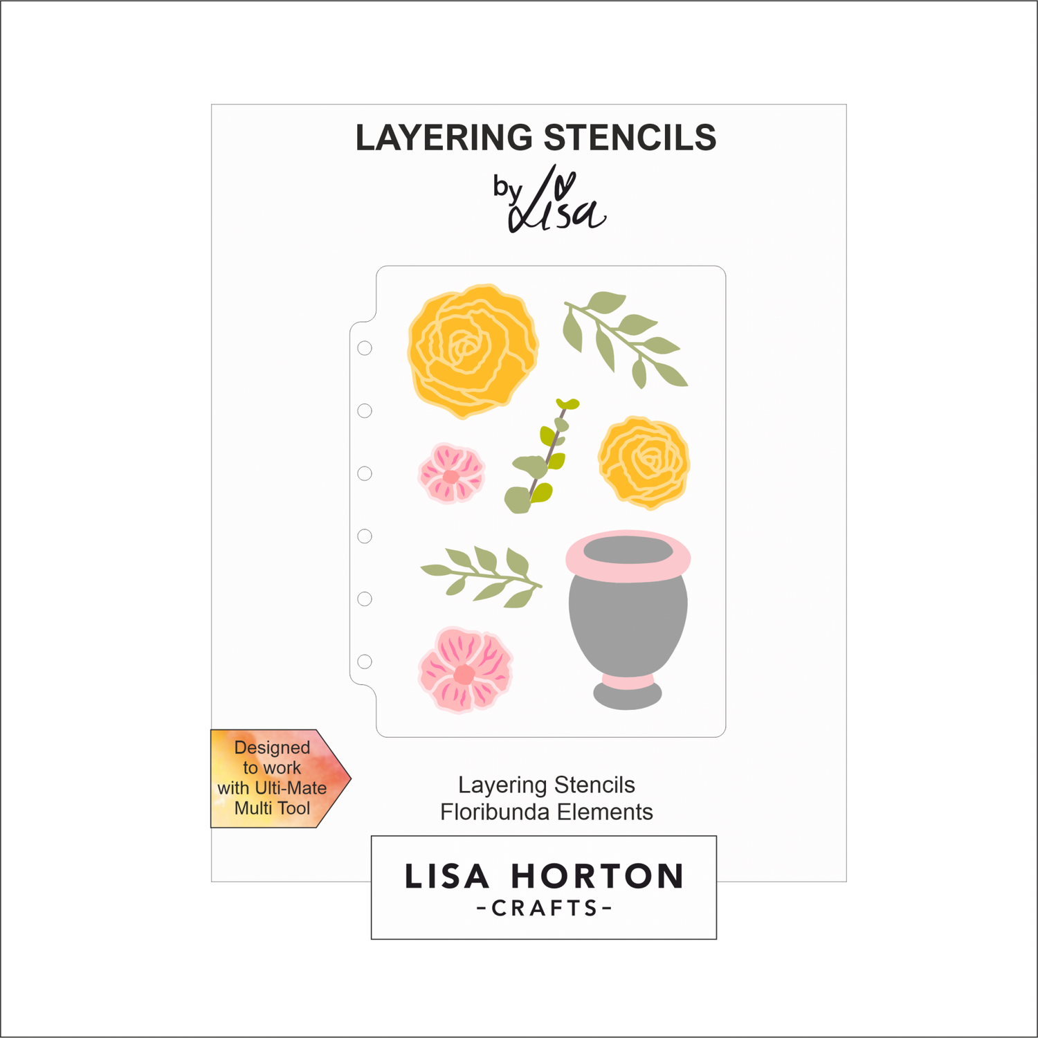 Lisa Horton Crafts Floribunda Elements A6 Layering Stencils