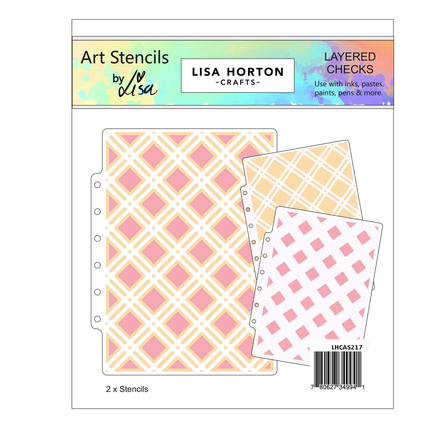 Lisa Horton Crafts Layered Checks Layering Stencils