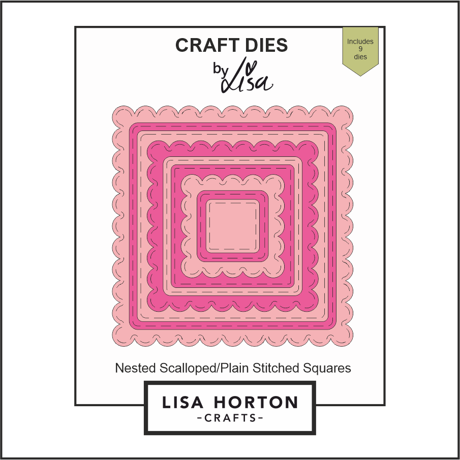 Lisa Horton Crafts Nested Scalloped/Plain Stitched Squares Die Set