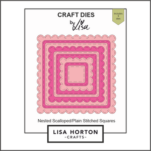 Lisa Horton Crafts Nested Scalloped/Plain Stitched Squares Die Set