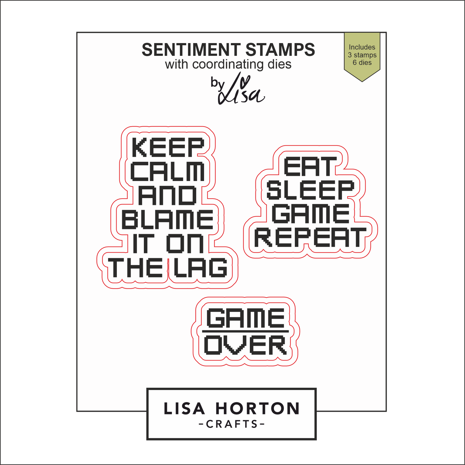 Lisa Horton Crafts Mini Sentiment Stamps and Dies Game Over