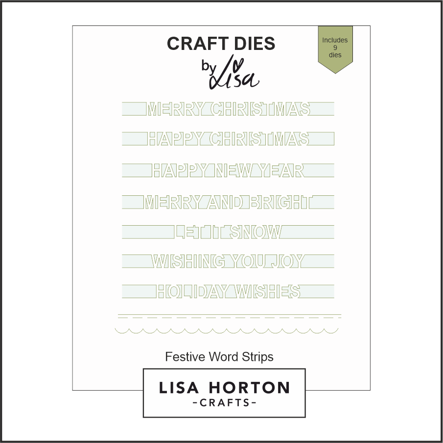 Lisa Horton Crafts Festive Words Strips Die Set - 9 Dies