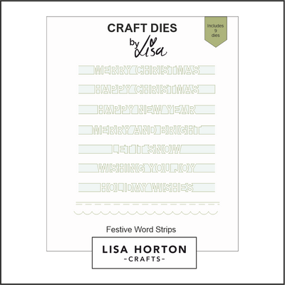 Lisa Horton Crafts Festive Words Strips Die Set - 9 Dies