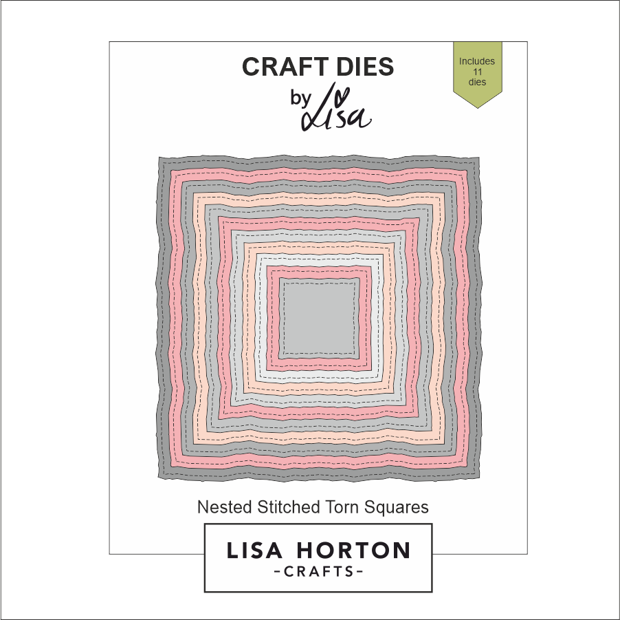 Lisa Horton Crafts Nested Stitched Torn Squares Die Set - 11 Dies