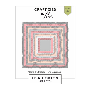 Lisa Horton Crafts Nested Stitched Torn Squares Die Set - 11 Dies