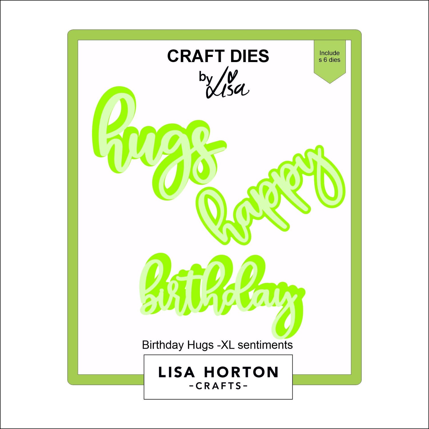 Lisa Horton Crafts Birthday Hugs - XL Sentiments Die Set - 6 Dies