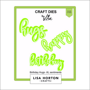 Lisa Horton Crafts Birthday Hugs - XL Sentiments Die Set - 6 Dies