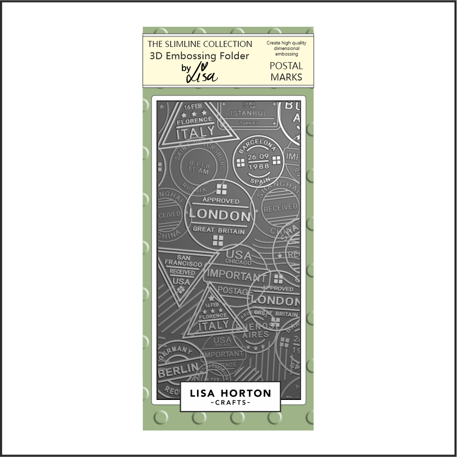 Lisa Horton Crafts Postal Marks DL 3D Embossing Folder