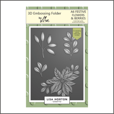 Lisa Horton Crafts Festive Flowers & Berries A6 3D Embossing Folder with Die