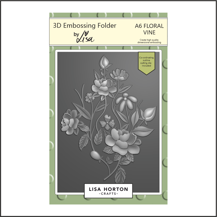 Lisa Horton Crafts Floral Vine A6 3D Embossing Folder and Die