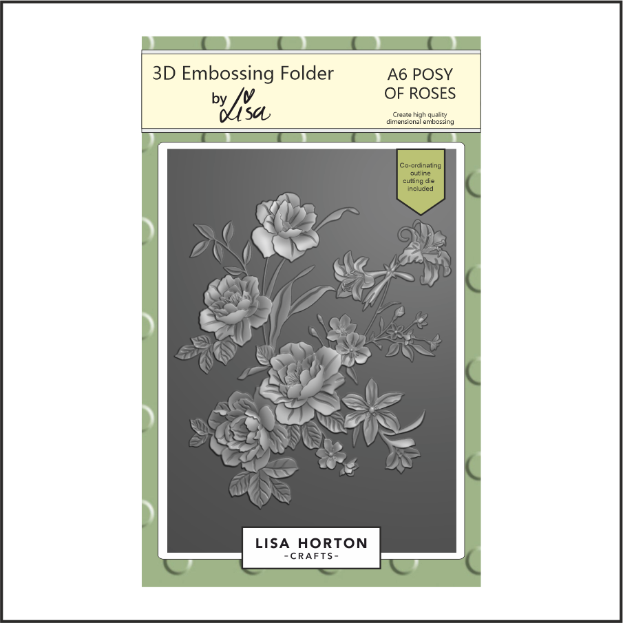 Lisa Horton Crafts Posy of Roses A6 3D Embossing Folder with Die