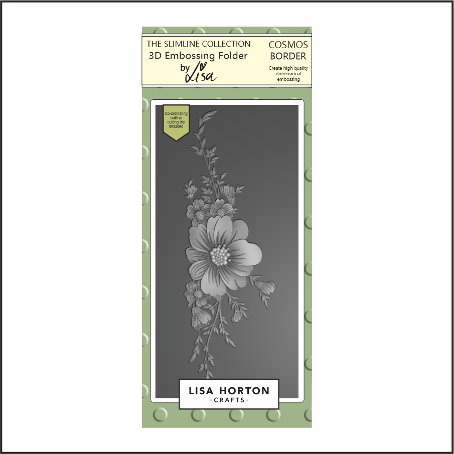 Lisa Horton Crafts Cosmos Border DL 3D Embossing Folder with Die