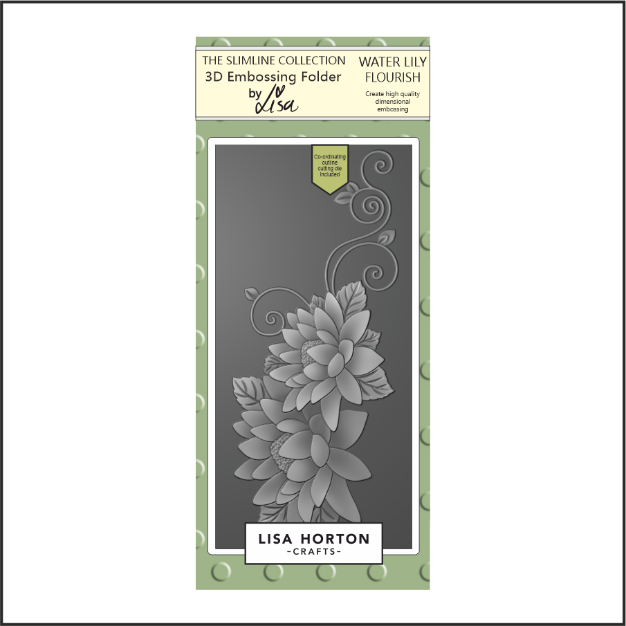 Lisa Horton Crafts Water Lily Flourish DL 3D Embossing Folder with Die