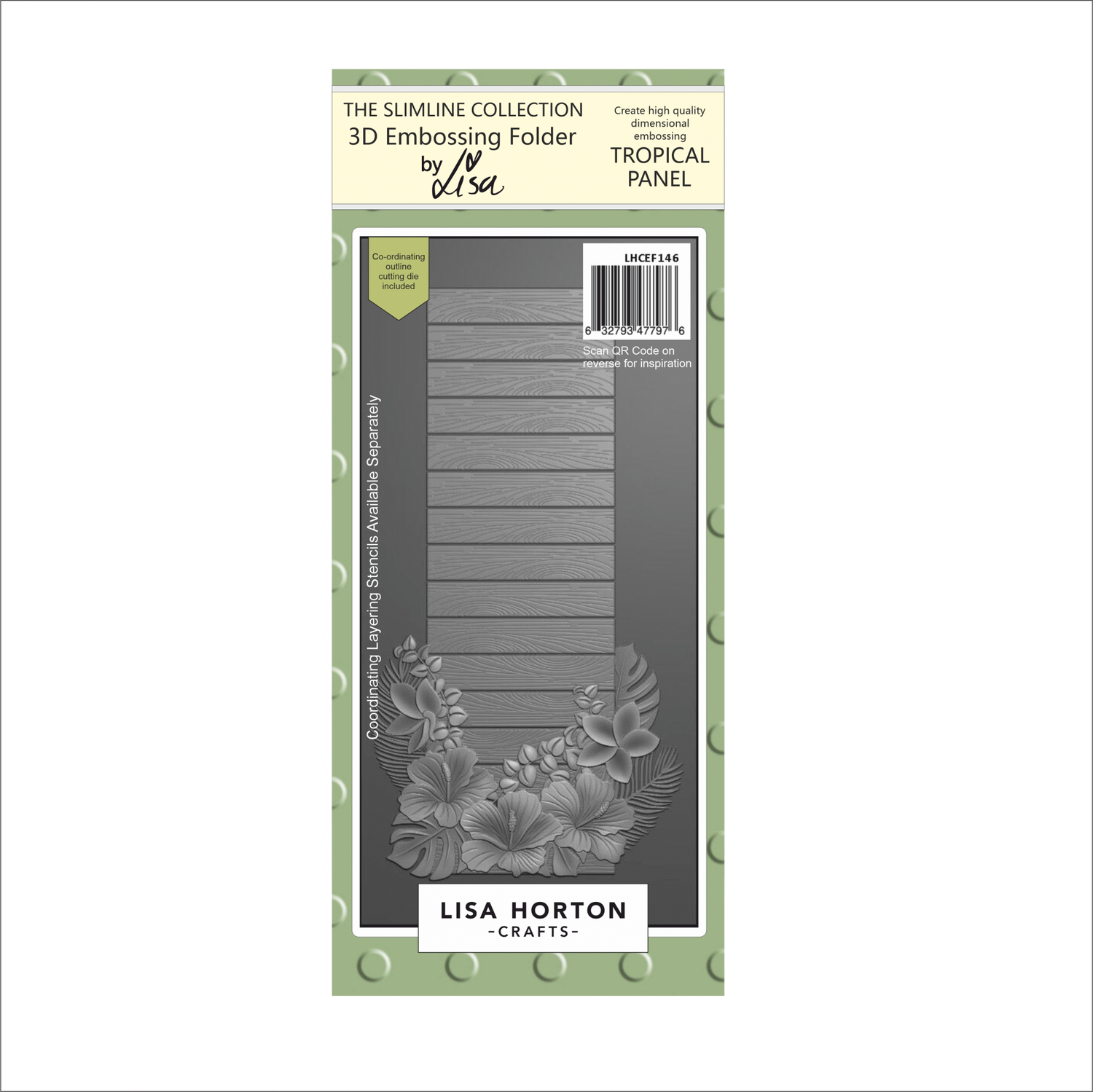 Lisa Horton Crafts Tropical Panel DL 3D Embossing Folder with Die