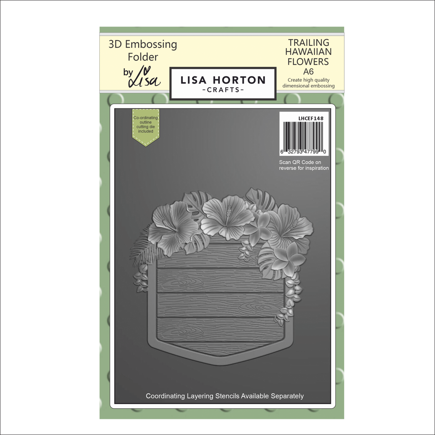 Lisa Horton Crafts Trailing Hawaiian Flowers A6 3D Embossing Folder with Die