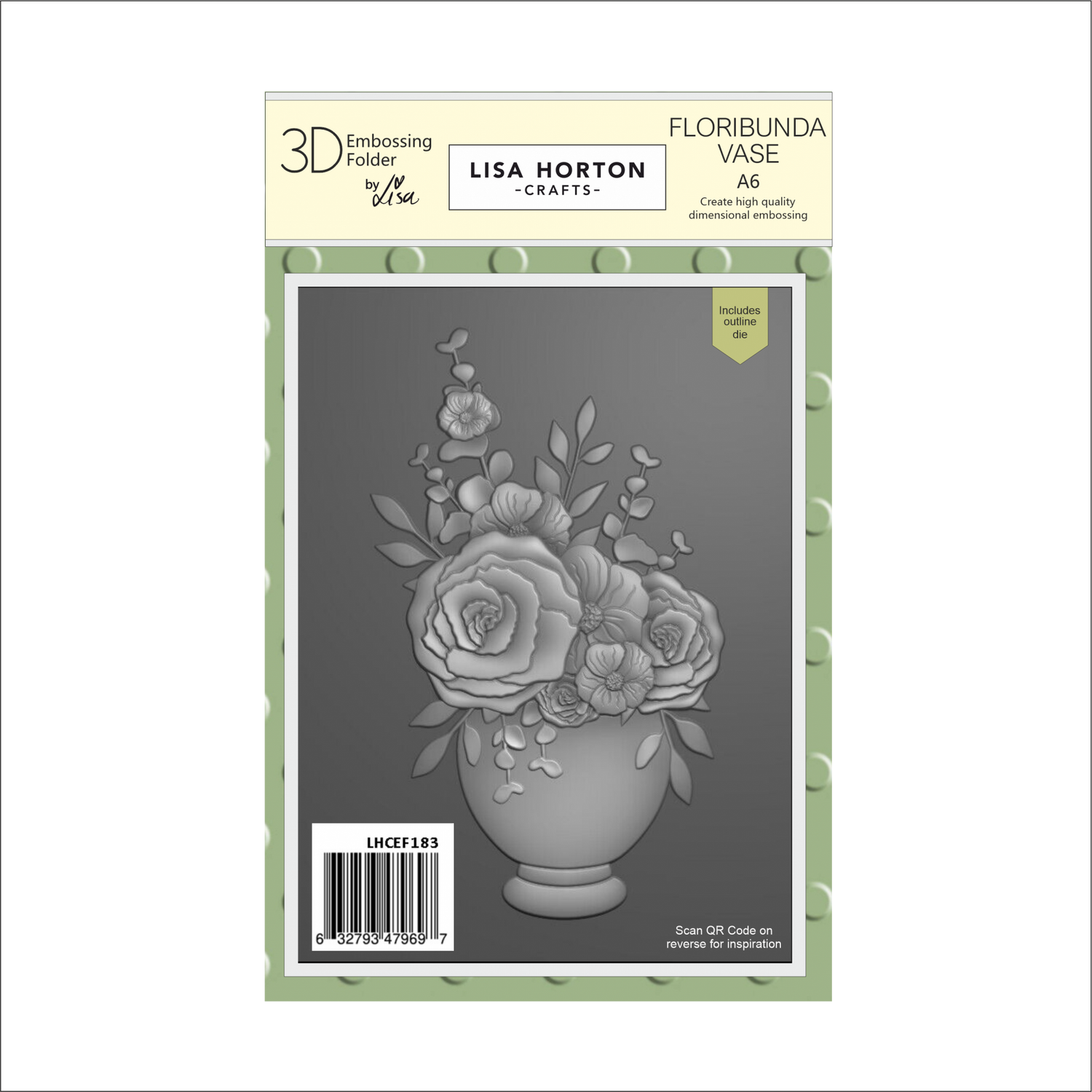 Lisa Horton Crafts Floribunda Vase A6 3D Embossing Folder with Die