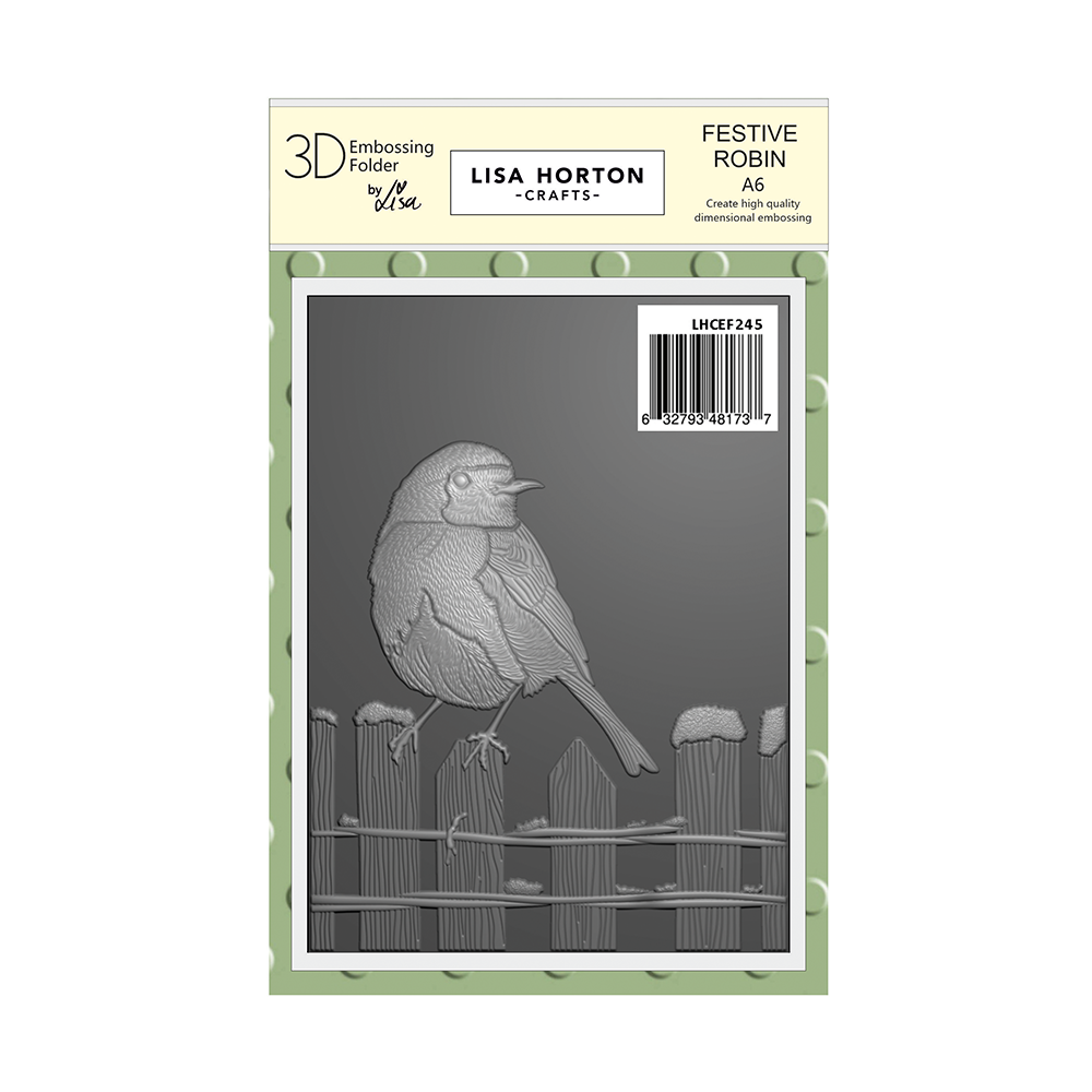 Lisa Horton Crafts Festive Robin A6 3D Embossing Folder