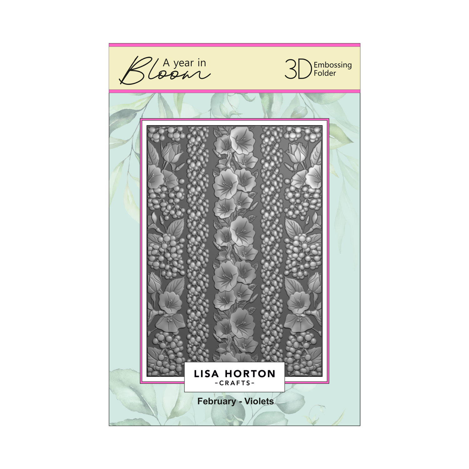 Lisa Horton Crafts 'A Year In Bloom' - Set of 12 5” x 7” 3D Embossing Folders