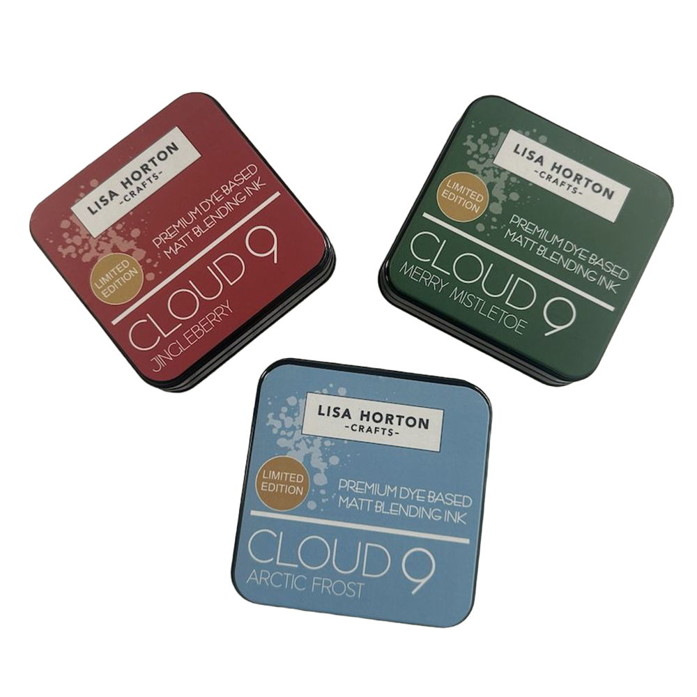 Lisa Horton Crafts Set of 3 Limited Edition Cloud 9 Matt Blending Ink Pads - Jingleberry, Merry Mistletoe and Arctic Frost