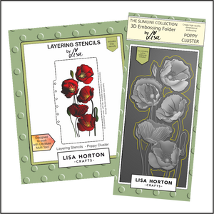 Lisa Horton Crafts Poppy Cluster DL 3 D Embossing Folder and DL Layering Stencils Bundle