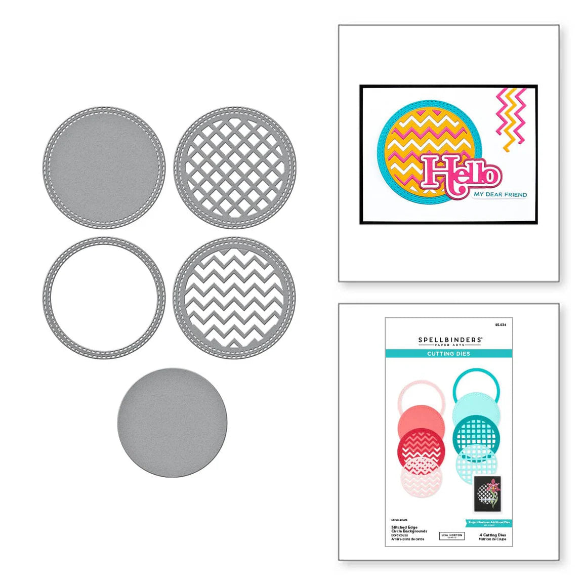 Spellbinders x Lisa Horton Crafts Spotlight Frames and Florals - Stitched Edge Circle Backgrounds Die Set