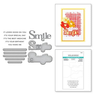 Spellbinders x Lisa Horton Crafts Spotlight Frames and Florals - You Make Me Smile Stamp & Die Set