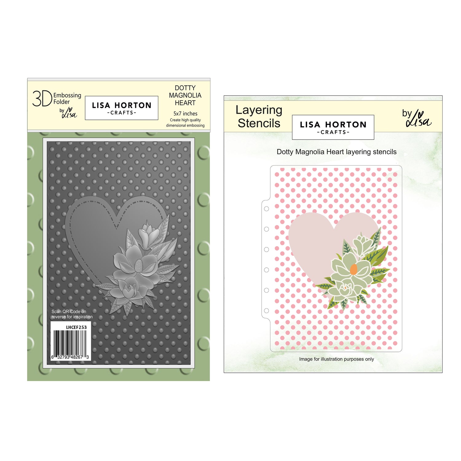 Lisa Horton Crafts Dotty Magnolia Heart Embossing Folder and Layering Stencils