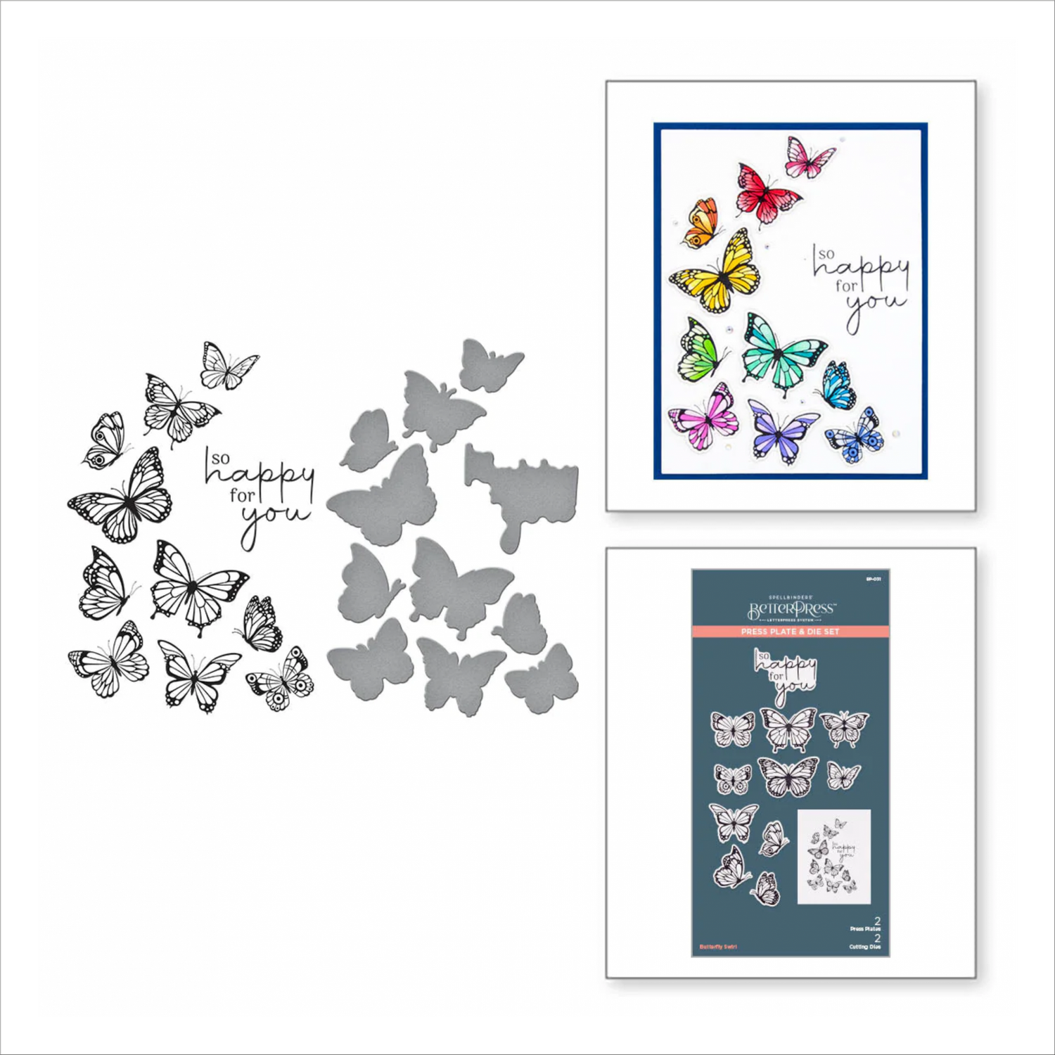 Spellbinders Butterfly Swirl Press Plate & Die Set