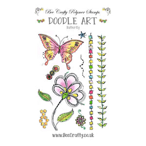 Bee Crafty Doodle Art - Butterfly #1 A6 Stamp Set