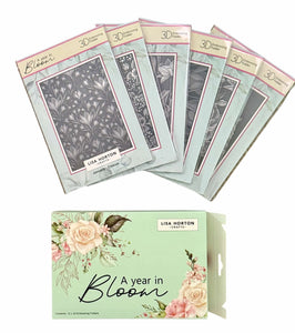 Lisa Horton Crafts 'A Year In Bloom' - Set of 12 5” x 7” 3D Embossing Folders