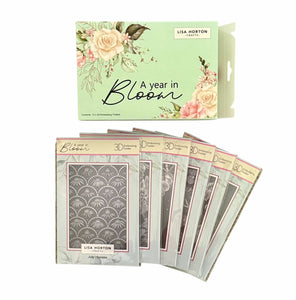 Lisa Horton Crafts 'A Year In Bloom' - Set of 12 5” x 7” 3D Embossing Folders